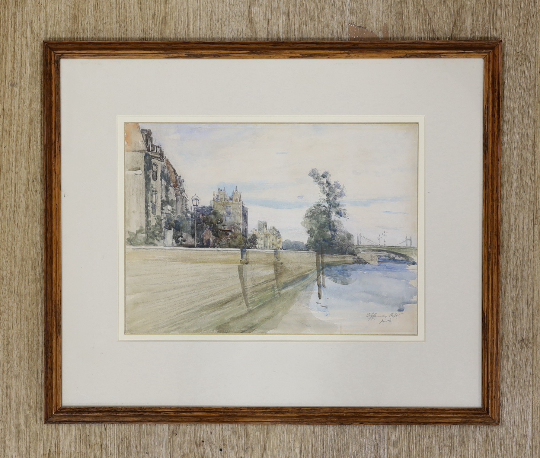 Charles James Lauder (1841-1920), pencil and watercolour, 'Looking East from Lindsey Wharf c.1905', signed in pencil, Michael Bryan label verso, 26 x 36cm